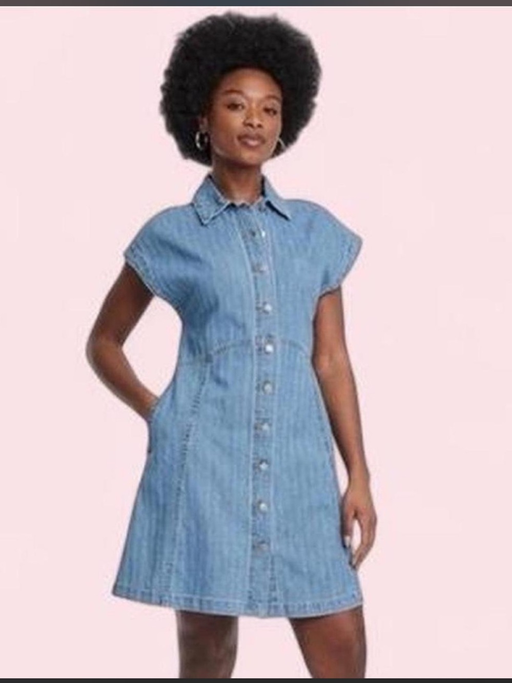 Universal Thread Light Blue Denim Shirt Dress - Picture 1 of 6